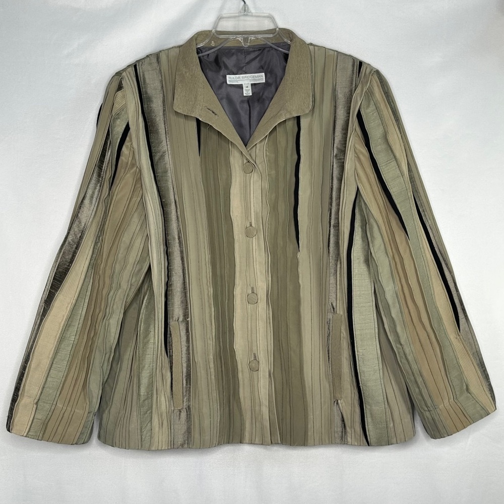 Hulda Bridgeman Ribbon Jacket Vertical Textured Stripe Straited Art To Wear Sz M